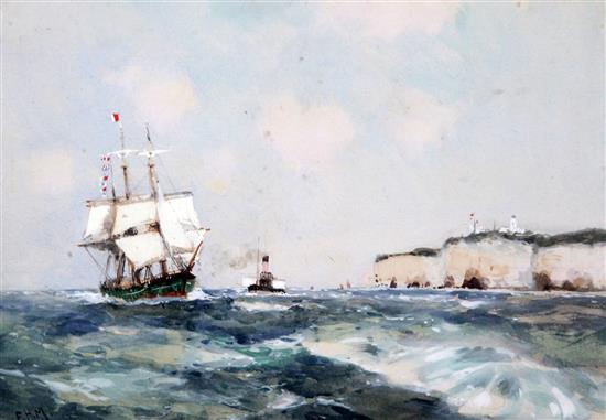 Frank Henry Mason (1876-1965) Shipping off the coast 7.5 x 10.5in.